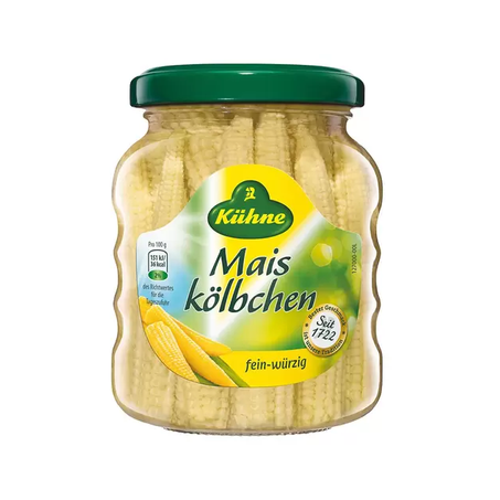 Mini milho conserva vinagre agridoce kuhne vd 212ml