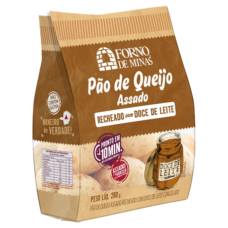 Pão de Queijo Assado Recheio Doce de Leite Forno de Minas Pacote 280g