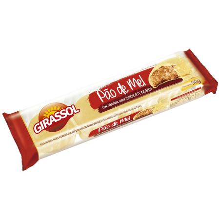 Biscoito/bolacha pao de mel 90g girassol cobertura de chocolate branco