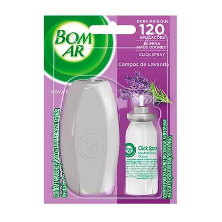 DESODORIZADOR DE AMBIENTE CLICK SPRAY 12ML LAVANDA BOM AR APARELHO + REFIL