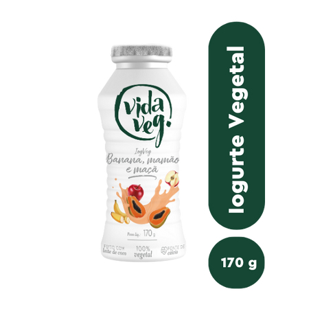 Iogurte vida veg 170g sabor coco com banana, mamão e maçã 360-1