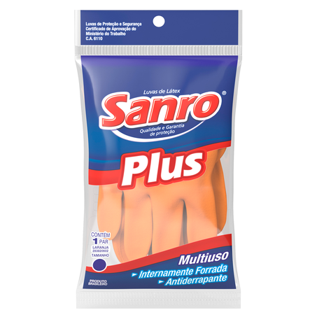 LUVA LÁTEX MULTIUSO TAMANHO G SANRO PLUS