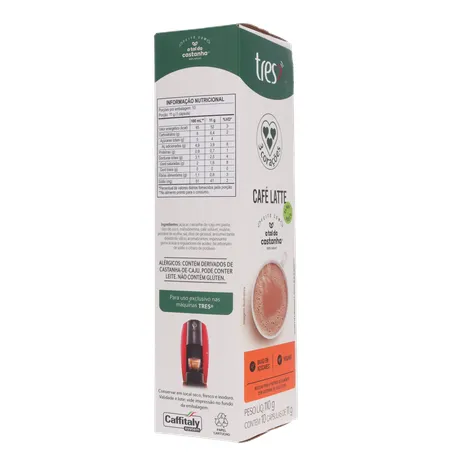 Café com Leite em Cápsula 3corações Latte Vegano Caixa com 10un - 110gr 360-30