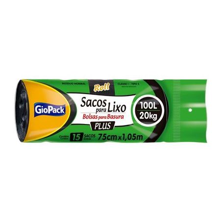 Saco de lixo giopack plus 100l c/ 15 und