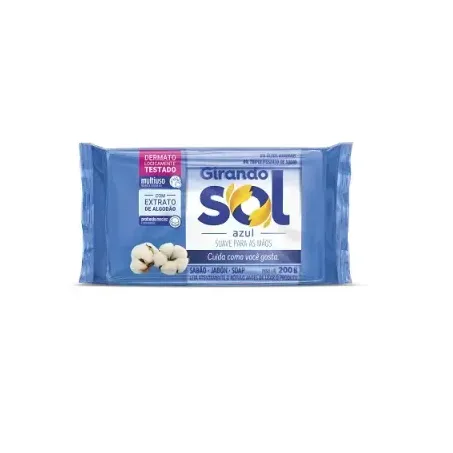 Sabão barra azul girando sol 200g