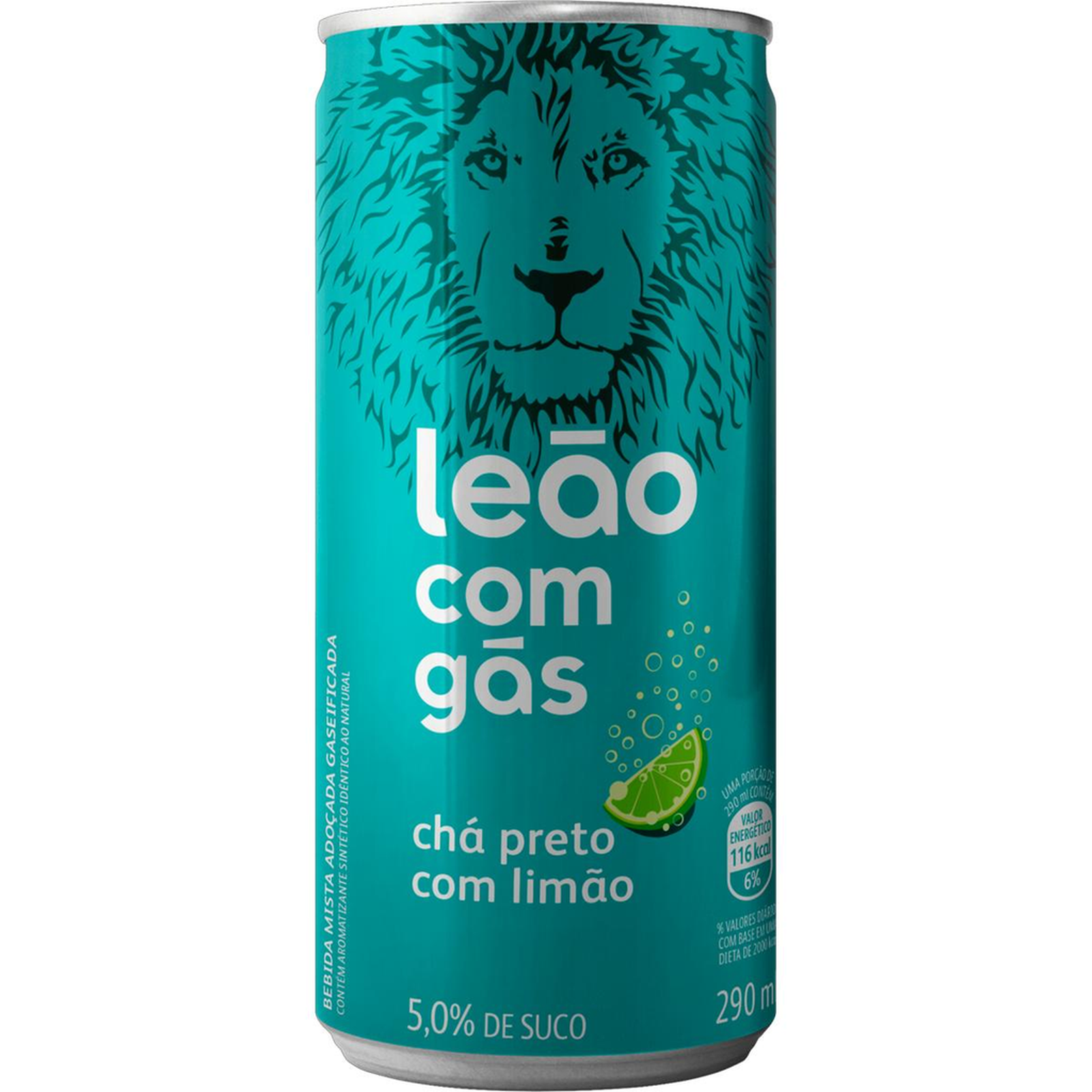 Chá Leão 290ml - Com Gás - Chá-preto com Limão - Lata