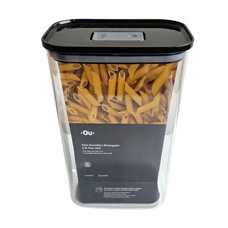 POTE OU DUO LOCK HERMETICO RETANGULAR PRETO COM TAMPA 2,3L