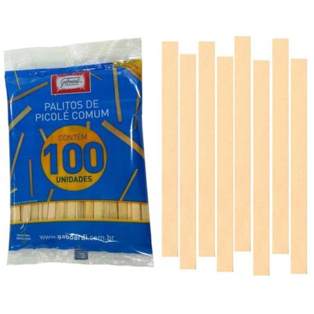 Palito picole gaboardi com 100un