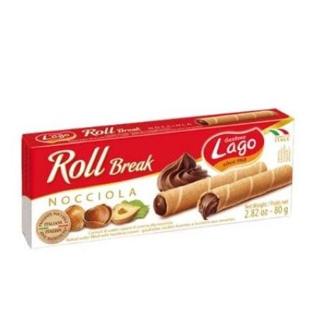 Biscoito waffer roll choc.avela lago 80g