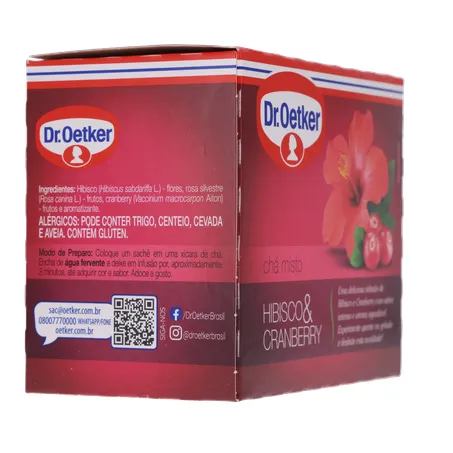 Chá Misto Dr Oetker Hibisco e Cranberry Caixa com 10un - 10gr 360-30