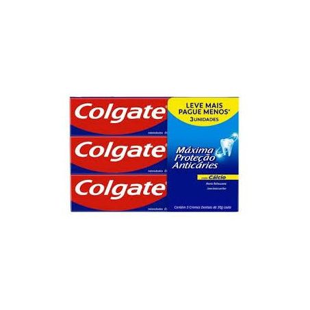 CREME DENTAL COLGATE MÁXIMA PROTEÇÃO ANTICÁRIES LEVE MAIS PAGUE MENOS PACK C/3X90G