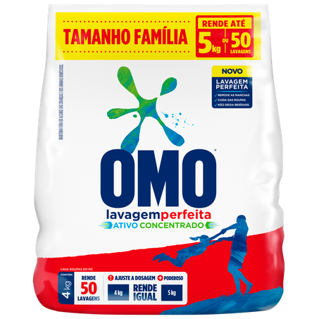 LAVA ROUPAS EM PÓ OMO LAVAGEM PERFEITA PACOTE 4KG