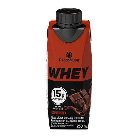 Bebida Láctea UHT Piracanjuba Whey Chocolate Zero Lactose Caixa com Tampa 250ml