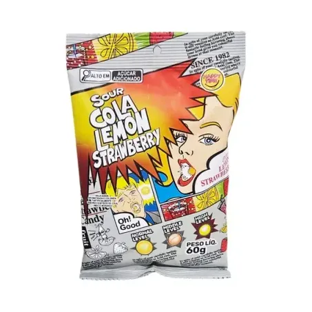 Bala Sour Happy Time 60g Cola Lemon Strawberry