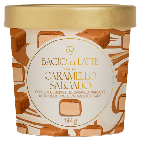 Bombom de sorvete bacio de latte caramelo salgado 144g