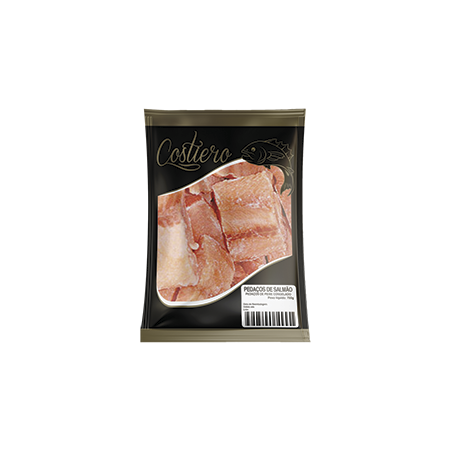 Filé de peixe salmão costiero congelado com pele