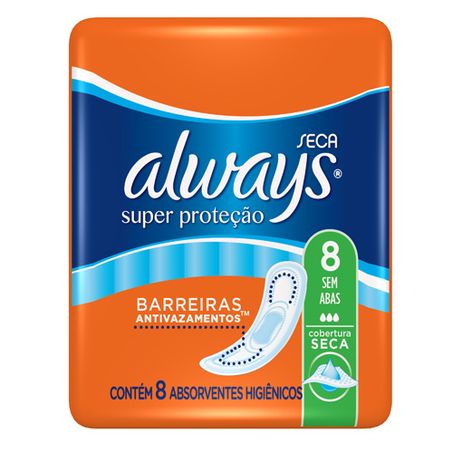 Absorvente always 8 unidades cobertura seca sem abas