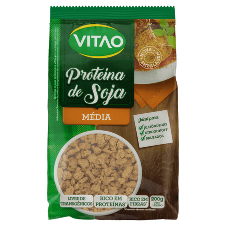Proteína de Soja Texturizada Vitao Média Rico em Fibras Pacote 200gr