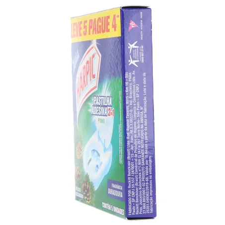 Pastilha adesiva harpic pinho com 5 360-7