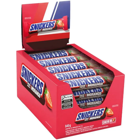 Chocolate barrinha snickers morango 42g pcc/20un