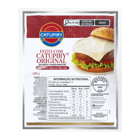 Queijo Processado Requeijão Catupiry 180g C/6 Fatias