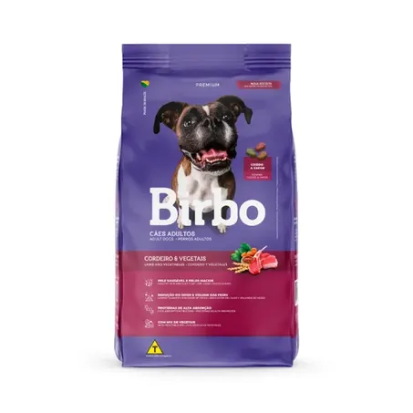 Ração birbo para cães cordeito e vegetais pacote 1kg