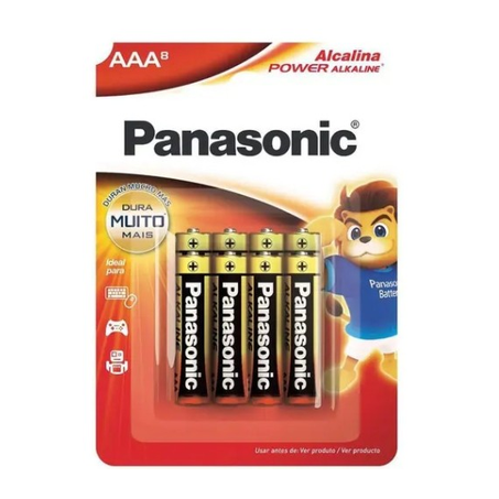 Pilha Alcalina Panasonic Palita AAA com 8 Unidades