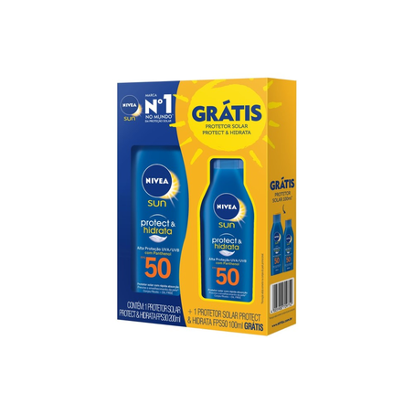 Kit Protetor Solar Nivea ProtectHidrata FPS 50 200Ml  Protetor Solar FPS 50 100Ml