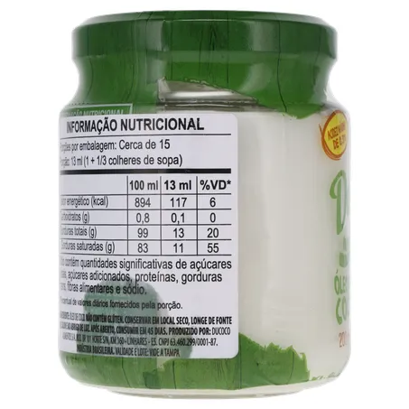 ÓLEO DE COCO DUCOCO EXTRA VIRGEM VIDRO 200ML 360-27
