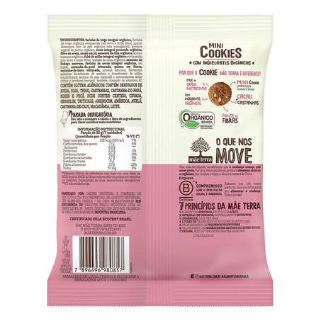 Mini Cookies Mãe Terra Integrais Cacau  Castanhas 120 g 360-4