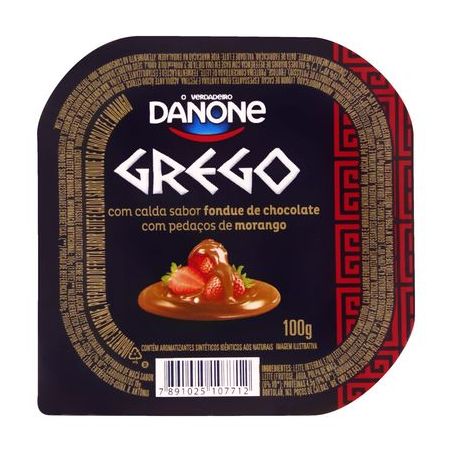Iogurte Grego Danone Fondue de Chocolate E Morango 100G