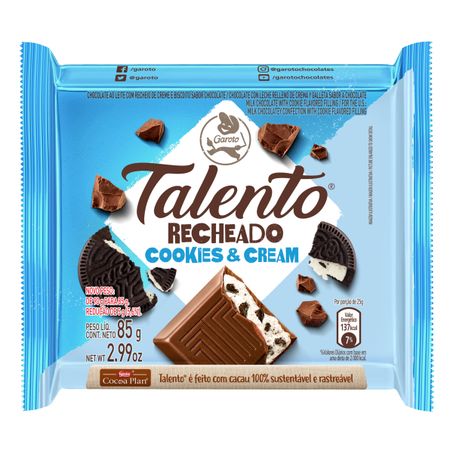 CHOCOLATE AO LEITE RECHEIO COOKIES & CREAM GAROTO TALENTO