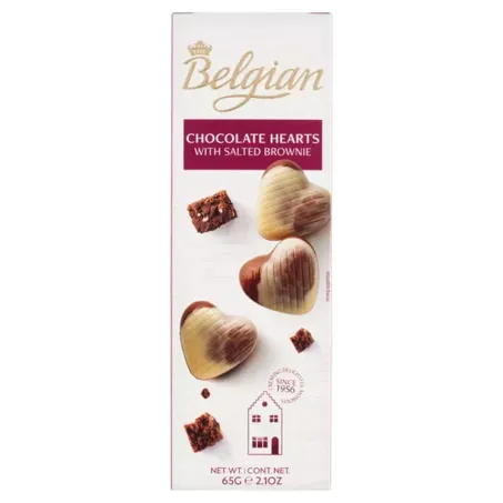Chocolate hearts salted brownie belgian 65g