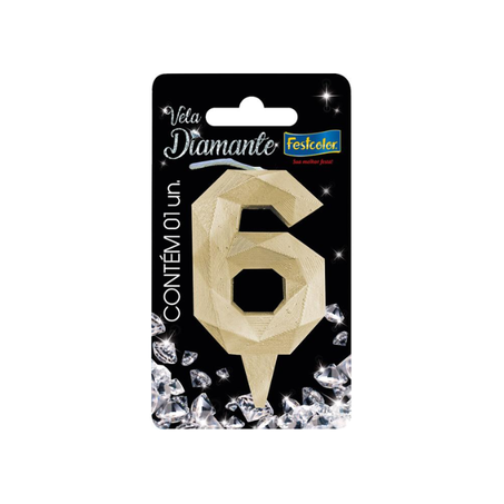 VELA DIAMANTE OURO N6 FESTCOLOR 