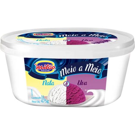 SORVETE MILAO 1L NAPOLITANO/UVA E NATA