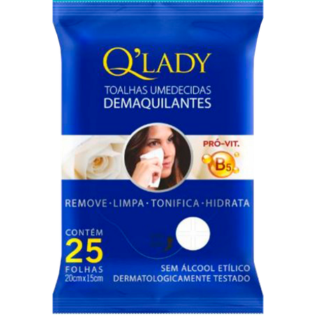 Toalhas umedecidas demaquilantes q'lady c/25