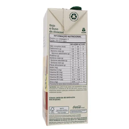 Bebida a Base de Soja Ades Sabor Abacaxi Caixa 1lt 360-26
