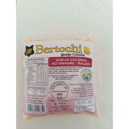 QUEIJO COLONIAL AO VINAGRE RALADO BERTOCHI PACOTE 100G