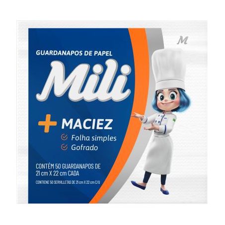 Guardanapo de Papel Mili 21x22cm Pacote 50UN