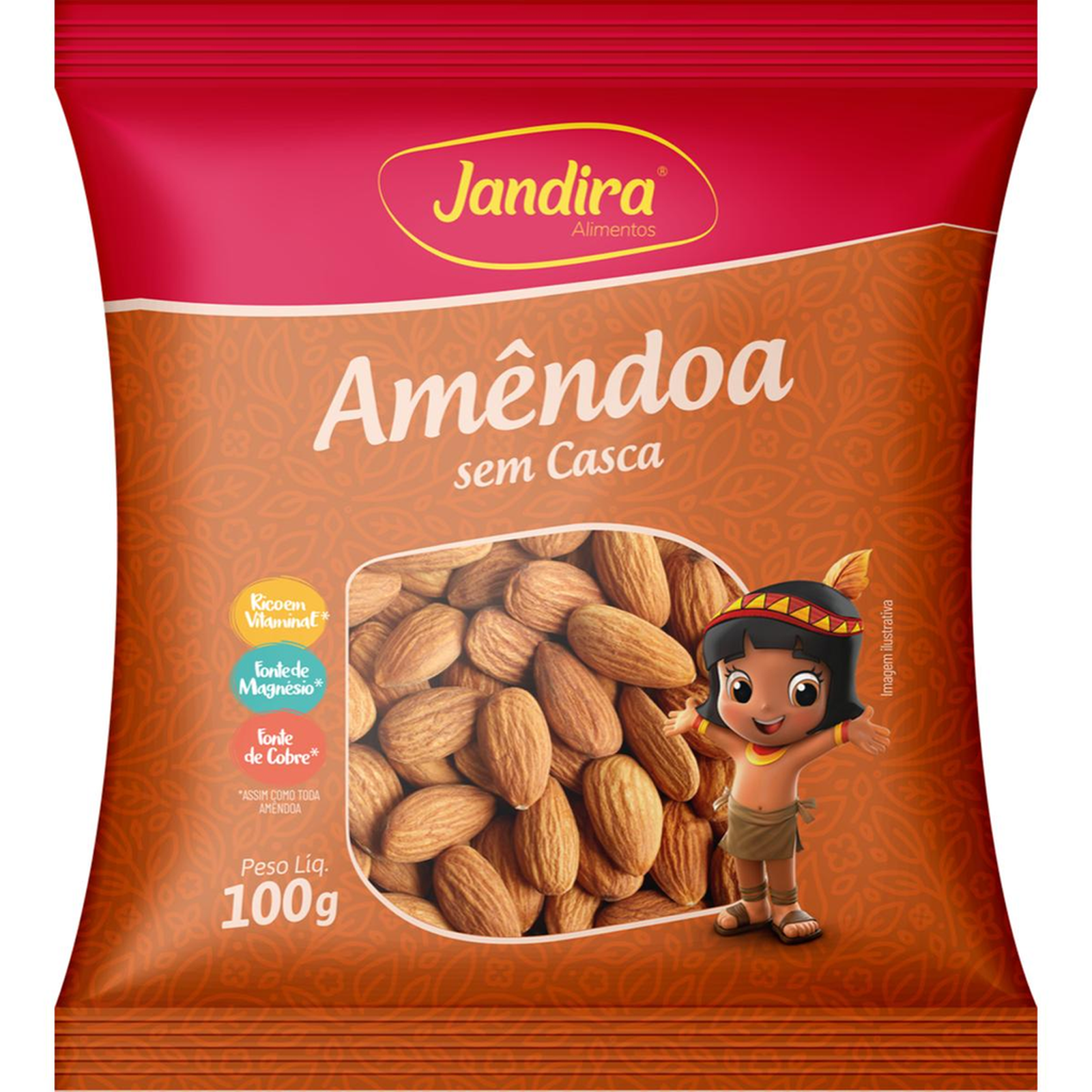 Amêndoas Jandira 100g - Sem Casca - Pacote
