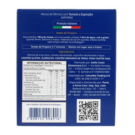 Massa Paganini Bambini Letrinhas Pacote com 300G 360-2