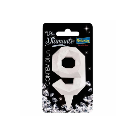 VELA DIAMANTE PRATA N9 FESTCOLOR 