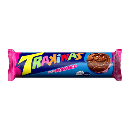 Biscoito recheado trakinas morango 126g