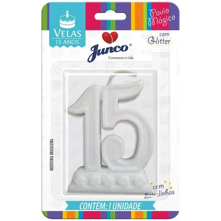 Vela Aniversário 15 anos Branca Junco