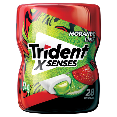 Chiclete Trident 54g - X Senses - Morango Lime