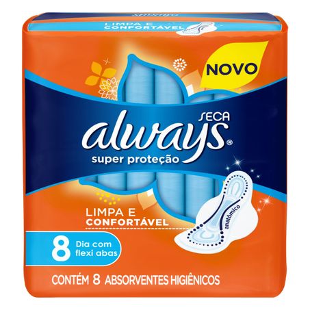 ABSORVENTE COM ABAS SECA SUPER PROTEÇÃO ALWAYS