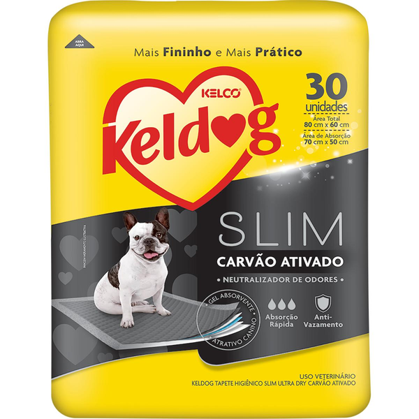 Tapete Higiênico Keldog Tam. 80x60 - Slim - Carvão - Com 30