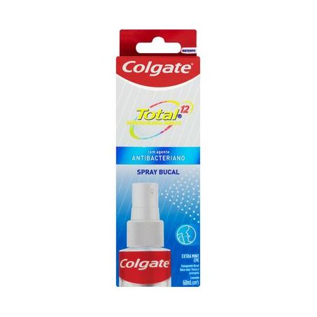 Enxaguante Bucal Antibacteriano Spray Zero ÁLcool Extra Mint Colgate Total 12 Caixa 60ML