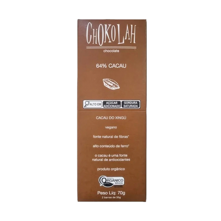 Chocolate Chokolah 64% Cacau Orgânico 70g