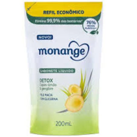SABONETE LÍQUIDO REFRESCANTE .DETOX MONANGE 200ML